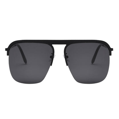 Square Frame Semi-Rimless Oversized Sunglasses