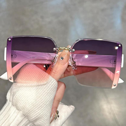 Square Frame Oversized Rimless Sunglasses