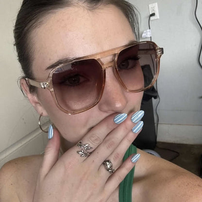 Square Frame Double Bridges Classic Sunglasses