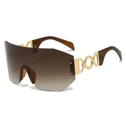 One-piece Rimless Oversized Tined Sunglasses