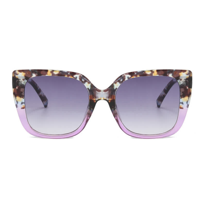 Leopard Pattern Square Frame Oversized Sunglasses