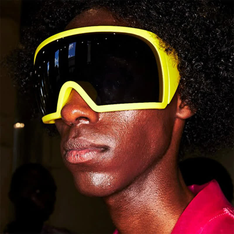 One-piece Lens Oversized Wrap Around Futuristic Sunglasses For Outdoor Sports