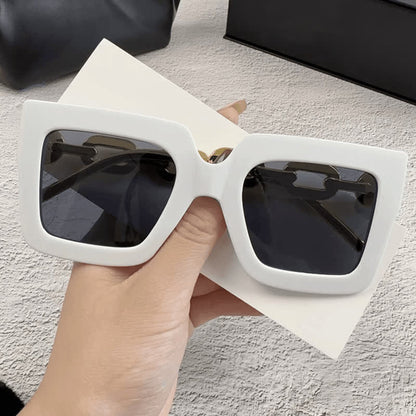 Square Oversized Frame Chain Temples Hipster Sunglasses