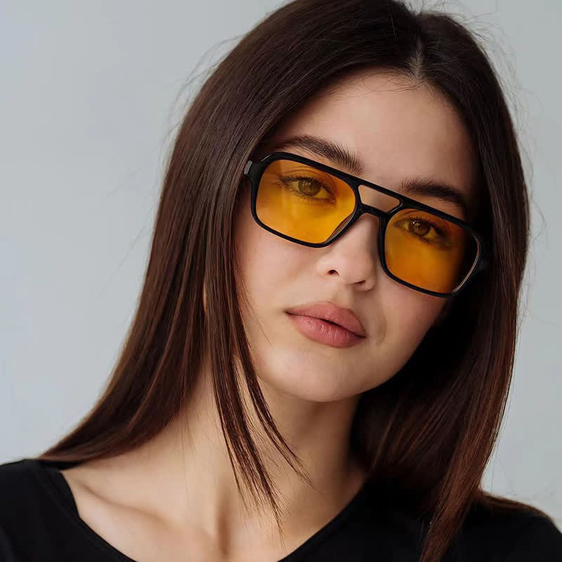 Double Bridges Retro Aviator Sunglasses