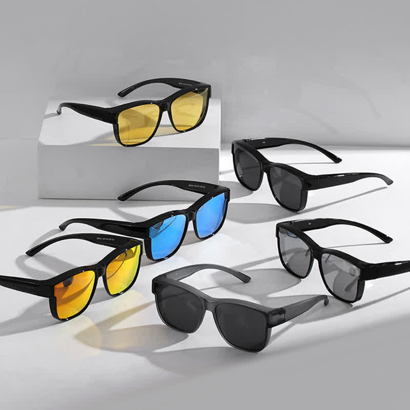 Fit Over Glasses Square Frame Polarized Sunglasses