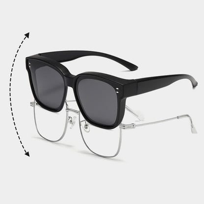 Fit Over Glasses Square Frame Polarized Sunglasses for Women Men