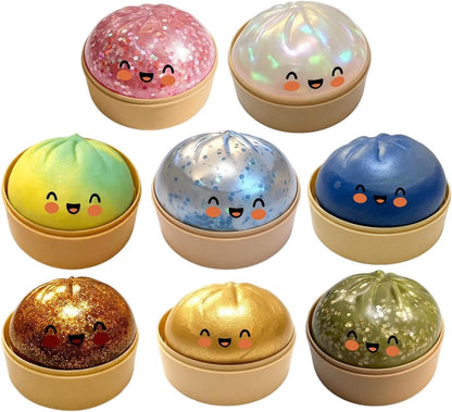 Glitter Dumpling Squishy Toy – Soft Stress Relief Fidget Toy