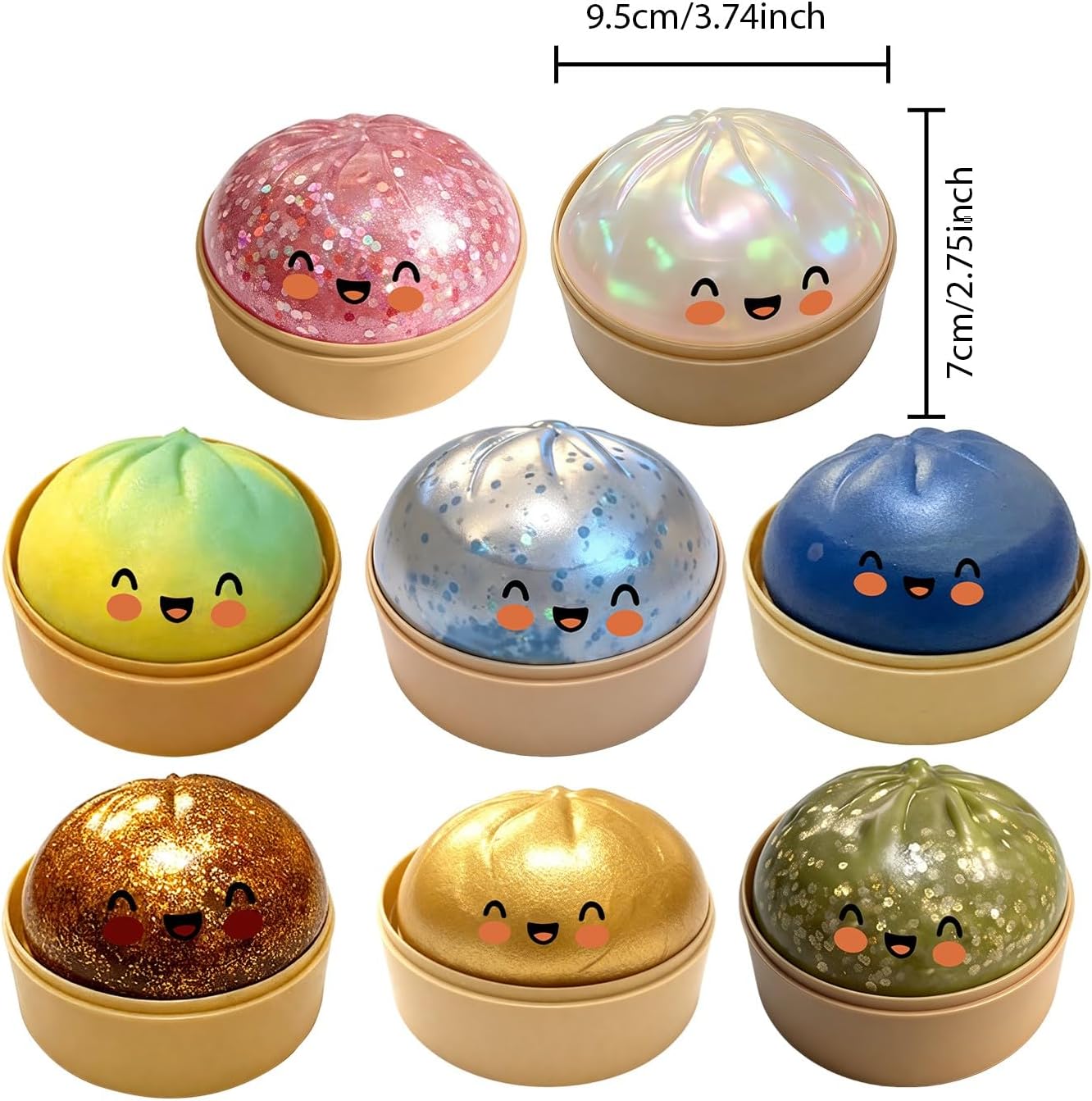 Glitter Dumpling Squishy Toy – Soft Stress Relief Fidget Toy