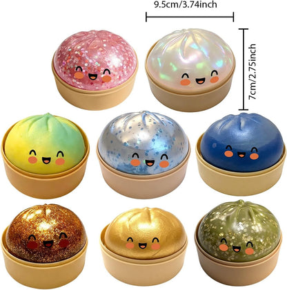 Glitter Dumpling Squishy Toy – Soft Stress Relief Fidget Toy