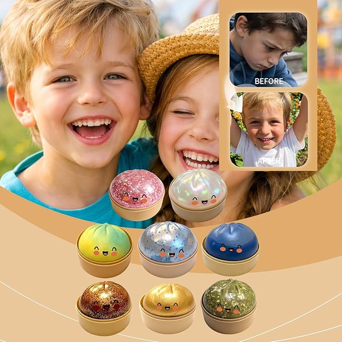 Glitter Dumpling Squishy Toy – Soft Stress Relief Fidget Toy