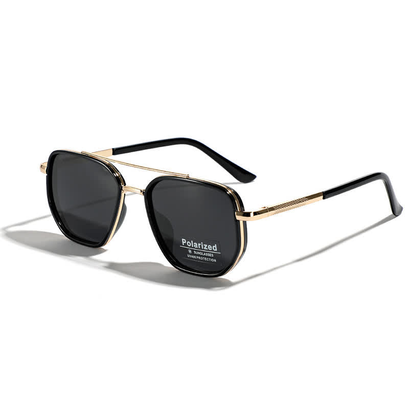 Geometric Frame Double Bridges Driving Polarized Sunglasses
