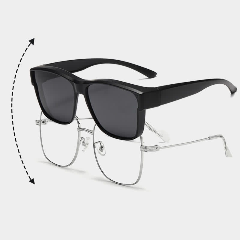 Fit Over Glasses Square Frame Polarized Sunglasses for Women Men