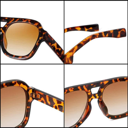 Double Bridges Thick Frame Hipster Aviator Sunglasses