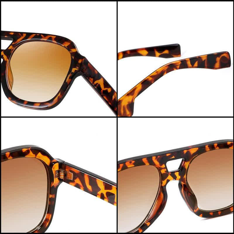 Double Bridges Thick Frame Hipster Aviator Sunglasses