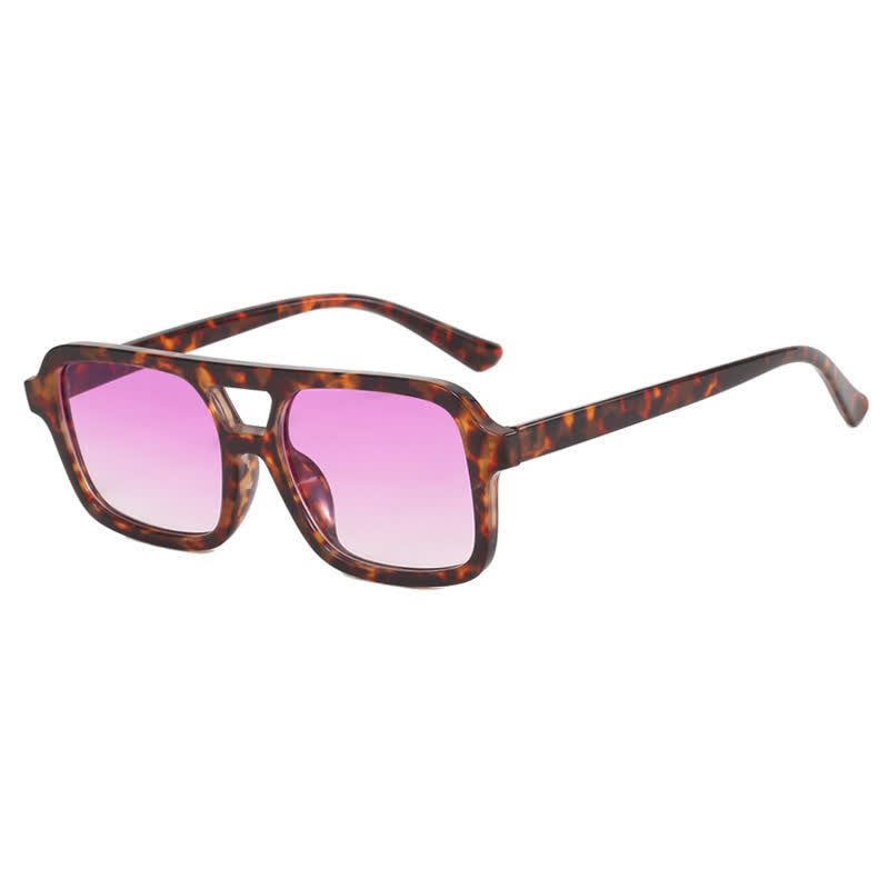 Double Bridges Square Frame Retro Sunglasses