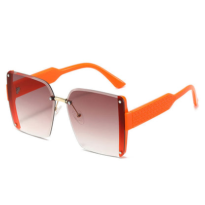 Square Frame Oversized Rimless Sunglasses