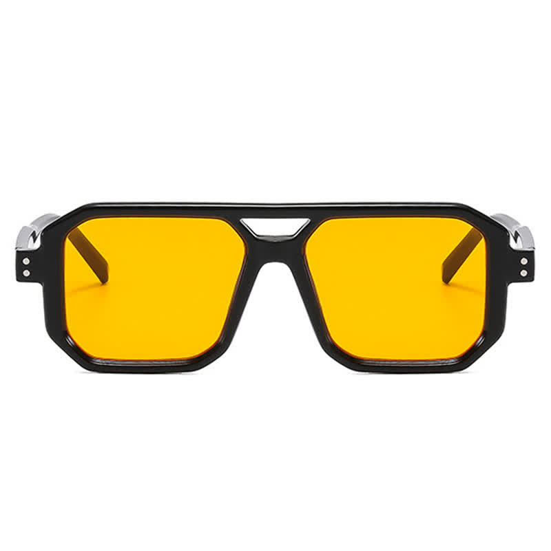 Trendy Square Frame Double Bridges Sunglasses