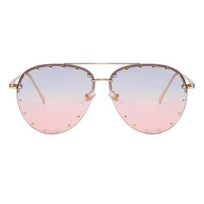 Rivets Decor Double Bridges Retro Aviator Sunglasses