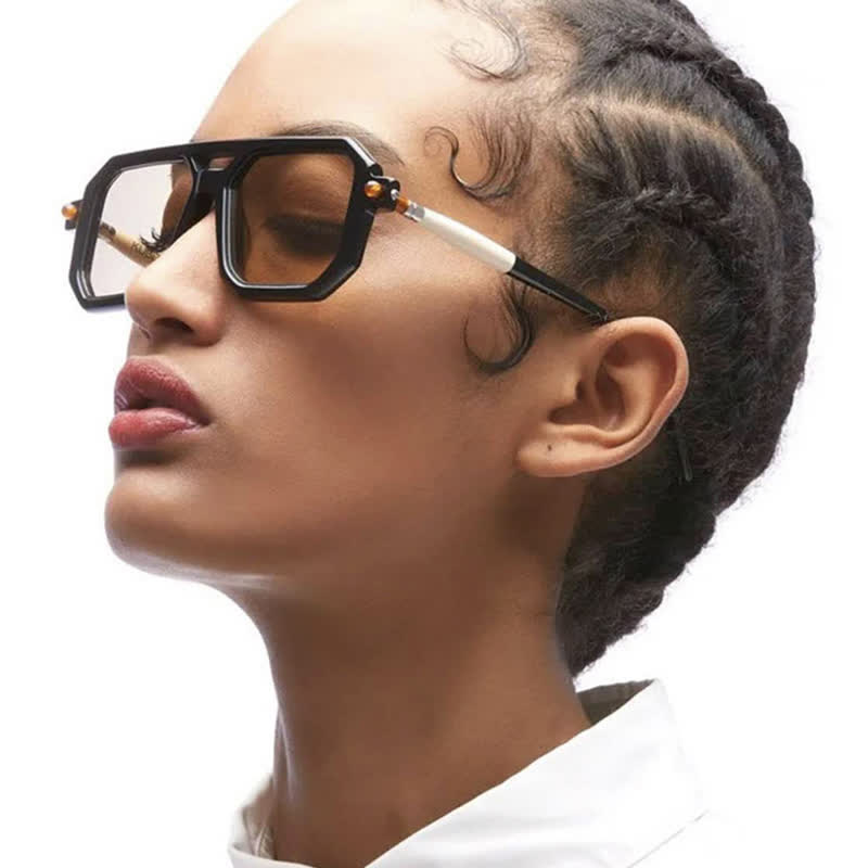 Double Bridges Square Frame Sunglasses