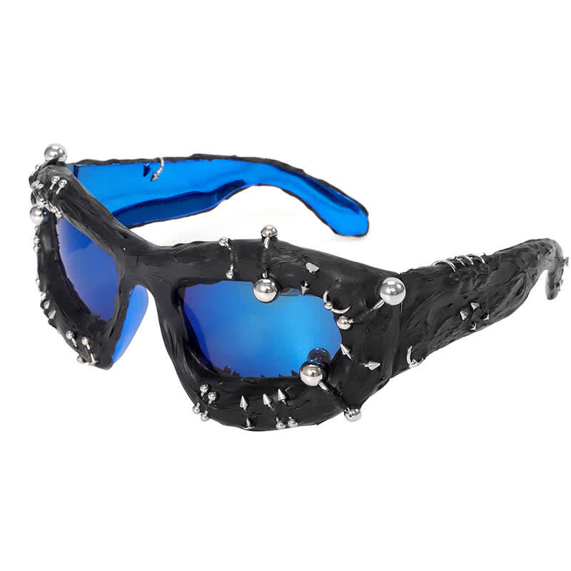 CyberPunk Style Irregular Shaped Rivet Decor Sunglasses for Party
