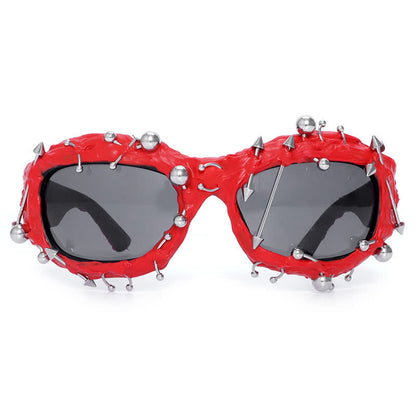CyberPunk Style Irregular Shaped Rivet Decor Sunglasses for Party