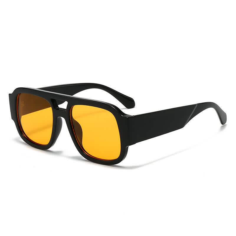 Square Frame Double Bridges Classic Thick Sunglasses