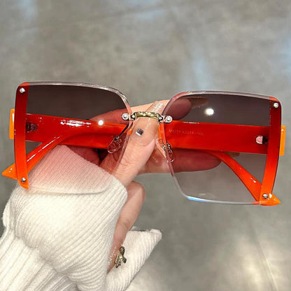 Square Frame Oversized Rimless Sunglasses