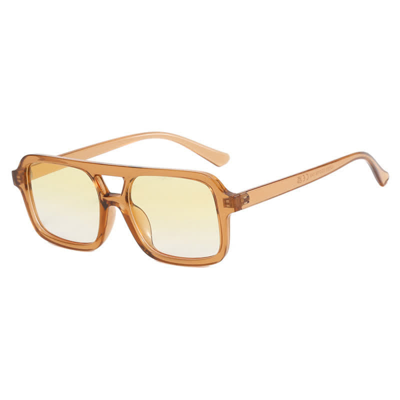 Double Bridges Square Frame Retro Sunglasses