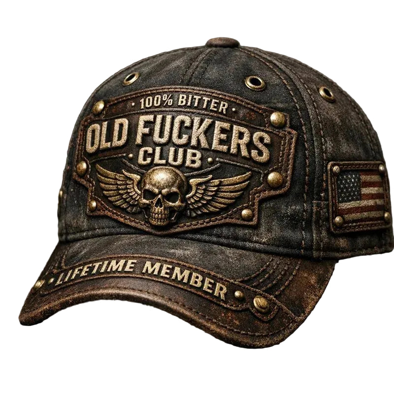 Vintage Distressed Baseball Cap - "Old Fuckers Club" Hat