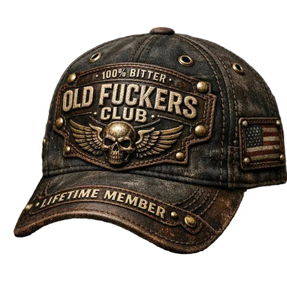 Vintage Distressed Baseball Cap - "Old Fuckers Club" Hat