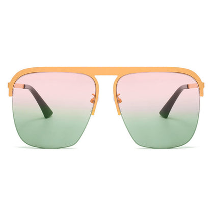 Square Frame Semi-Rimless Oversized Sunglasses