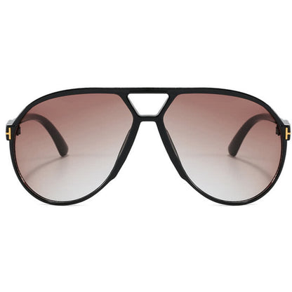 Double Bridges 'T' Design Oversized Frame Hipster Aviator Sunglasses