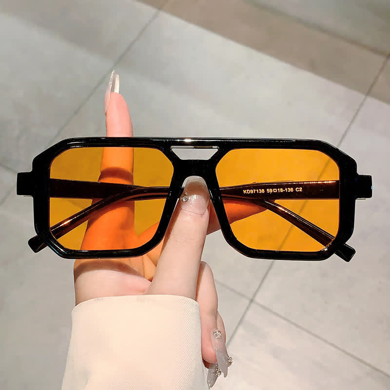 Double Bridges Geometric Frame Driving Sunglasses