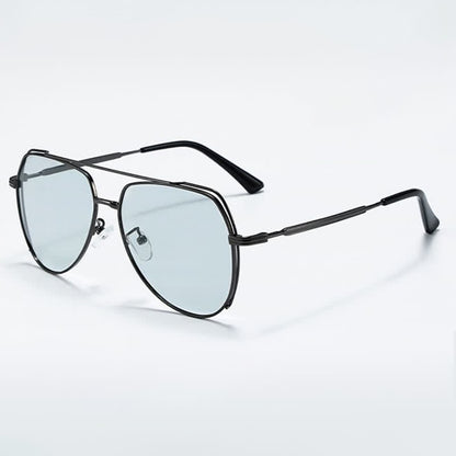 Polarized Photochromic Double Bridges Aviator Sunglasses for Driving