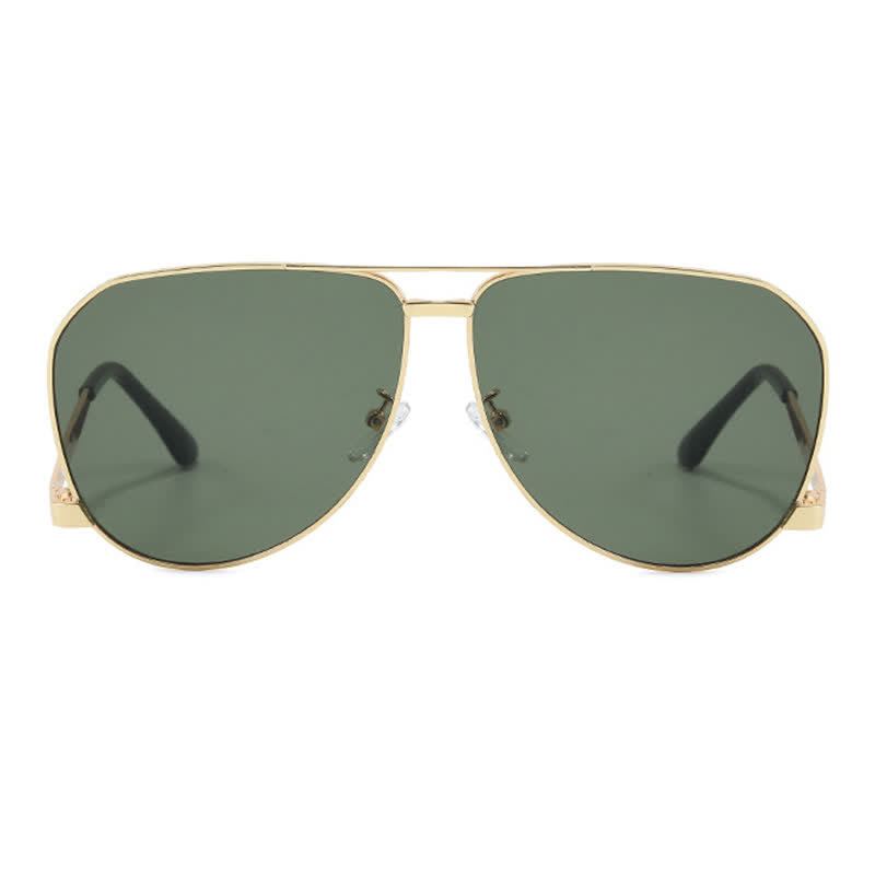 Double Bridges Metal Temples Aviator Sunglasses