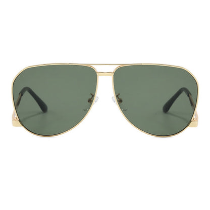 Double Bridges Metal Temples Aviator Sunglasses