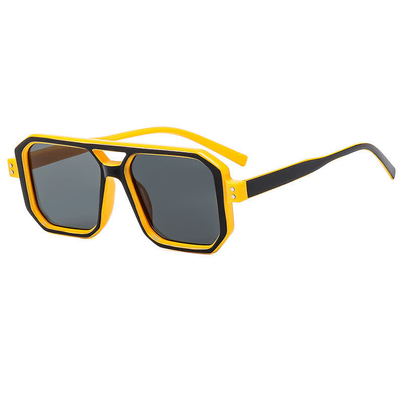 Trendy Square Frame Double Bridges Sunglasses