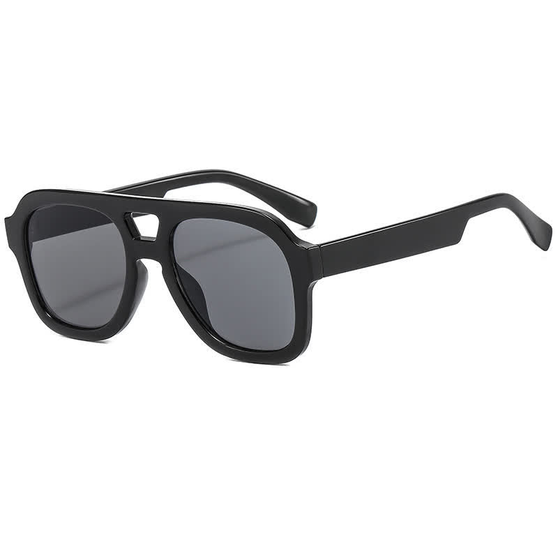 Double Bridges Thick Frame Hipster Aviator Sunglasses
