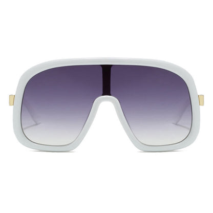 Flat Top Double Bridges Oversized Trendy Aviator Sunglasses