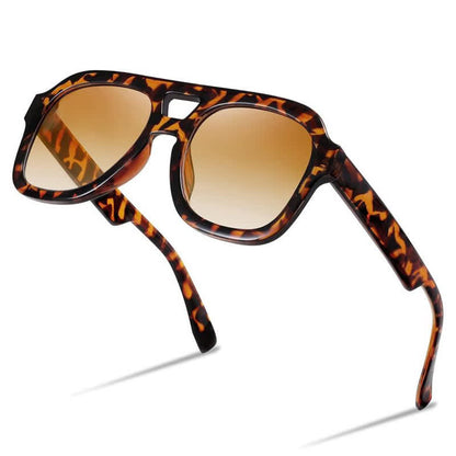 Double Bridges Thick Frame Hipster Aviator Sunglasses