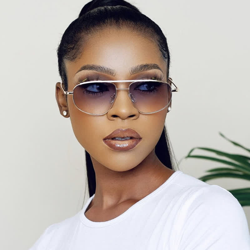 Double Bridges Hipster Aviator Sunglasses