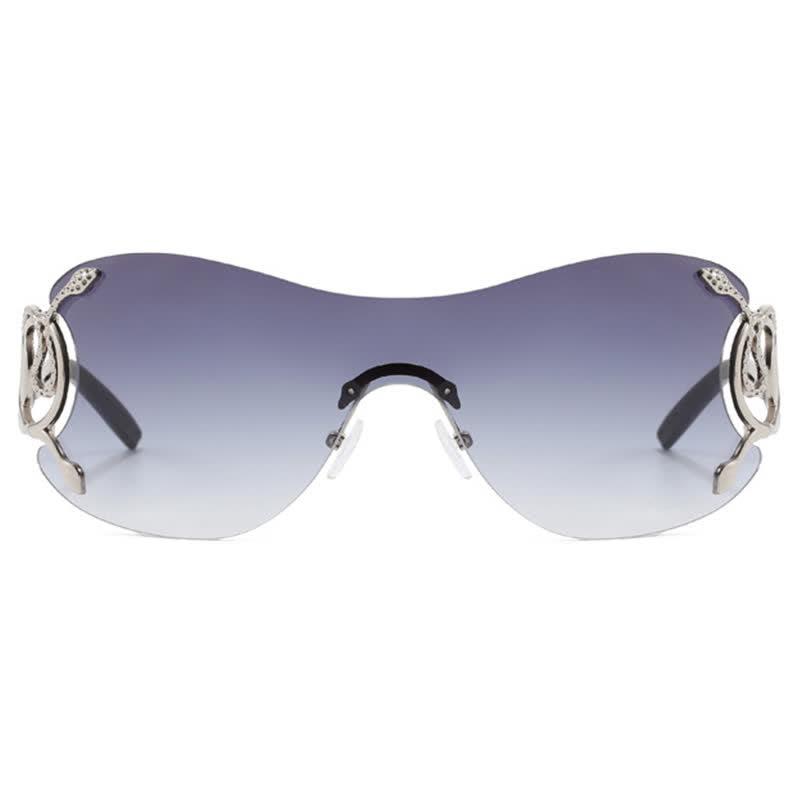 Snake Design Temples One-piece Rimless Y2K Sunglasses