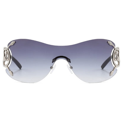 Snake Design Temples One-piece Rimless Y2K Sunglasses