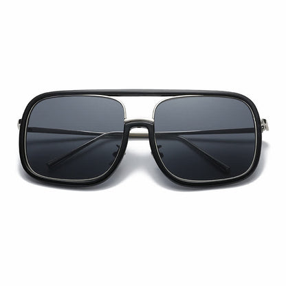 Tortoise Pattern Flat Top Square Frame Double Bridges Sunglasses