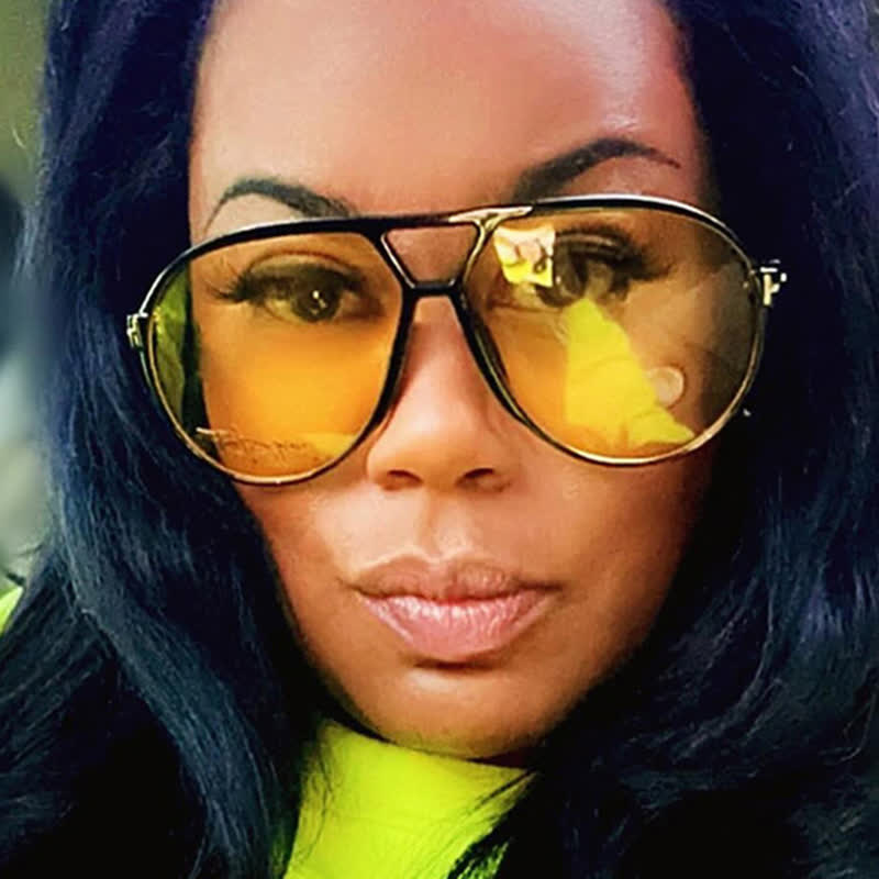 Double Bridges 'T' Design Oversized Frame Hipster Aviator Sunglasses