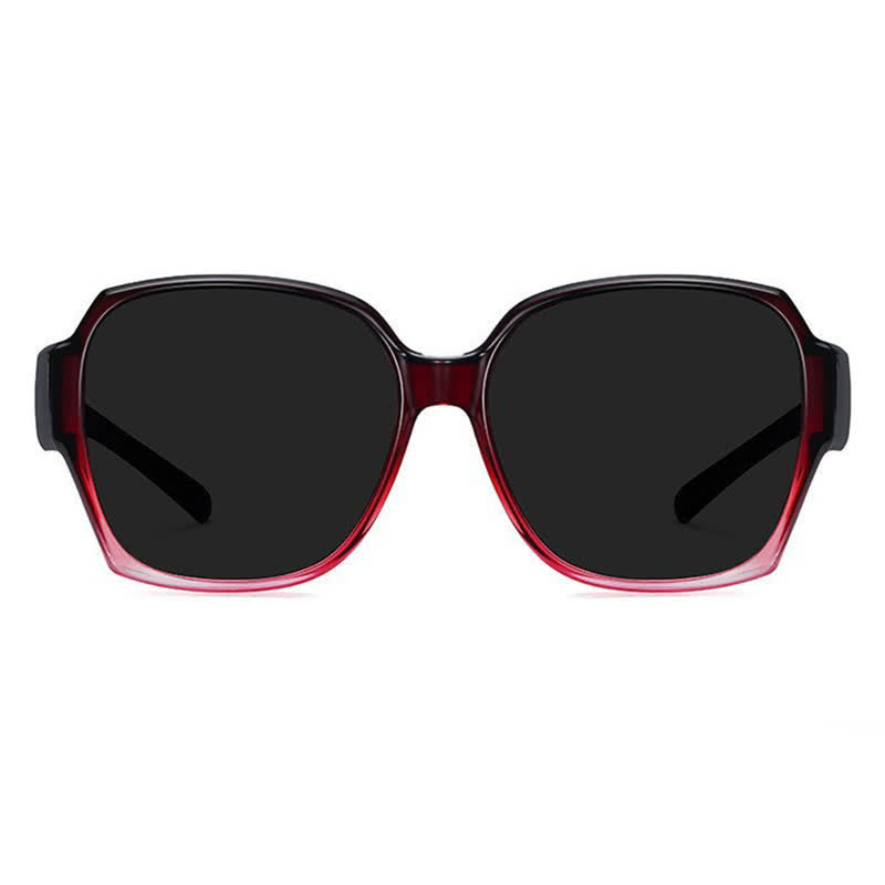 Square Frame Polarized Driving Sunglasses Fit Over Glasses for Nearsighted People