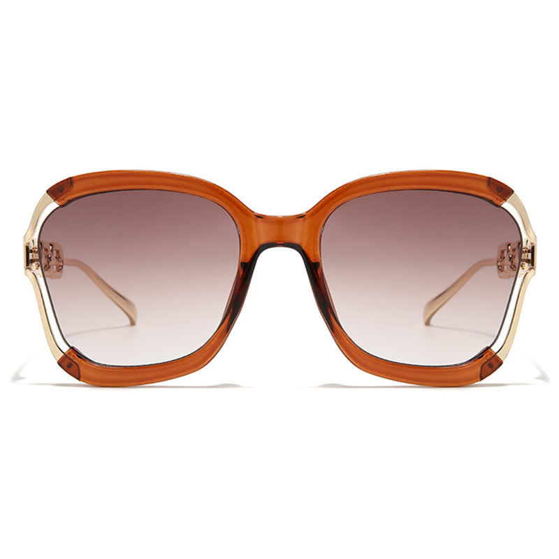 Fashion Square Chain Temples Oversized Sunglasses