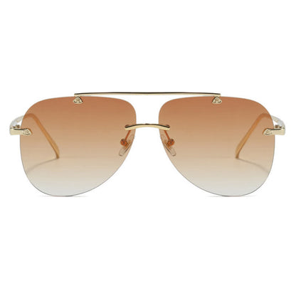 Rimless Double Bridges Retro Aviator Sunglasses