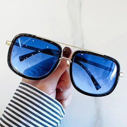 Aviator Double Bridges Frame Brown Ombre Tinted Sunglasses