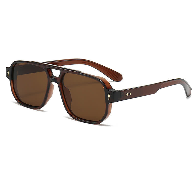 Square Frame Double Bridges Vintage Arrow Sunglasses